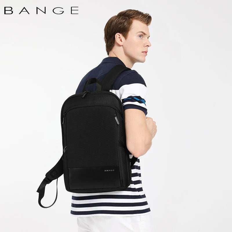 0028 BANGE Waterproof Sling Bag – Men’s Chest Pack with USB Charging, Fits iPad Mini