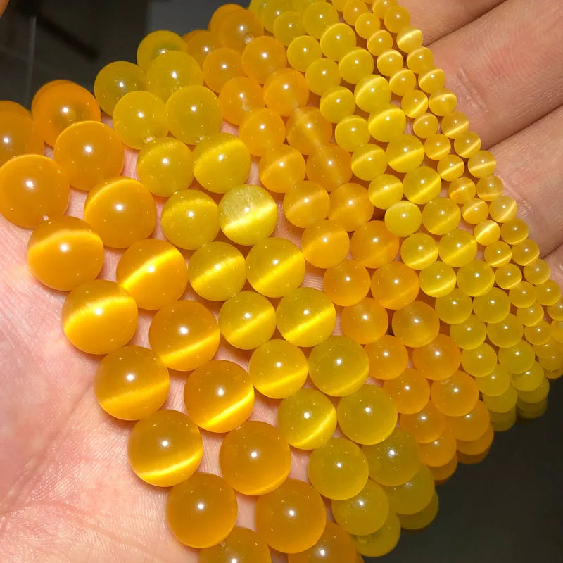 0094 Colorful Cat Eye Beads – Opal Natural Stone Round Glass Spacer Beads for DIY Jewelry Making