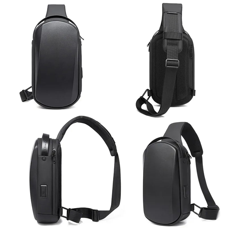0042 BANGE Crossbody Bag – Waterproof TPU Sling & Messenger Pack with USB Charging for Men
