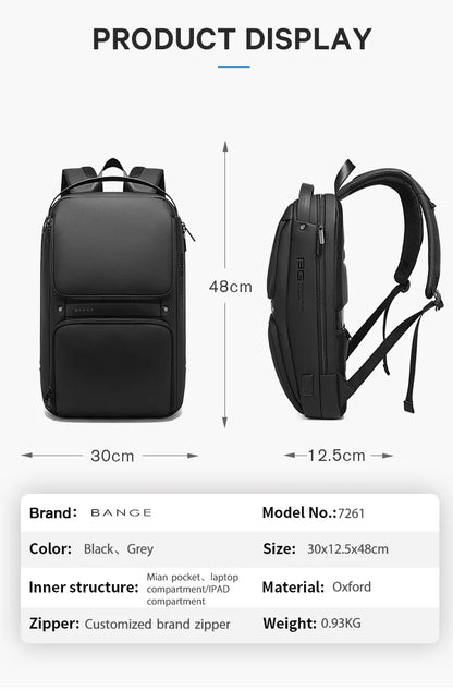 Big Big Bag #0020 - BANGE USB Business Backpack – Fits 15.6" Laptop, Waterproof & Anti-Theft