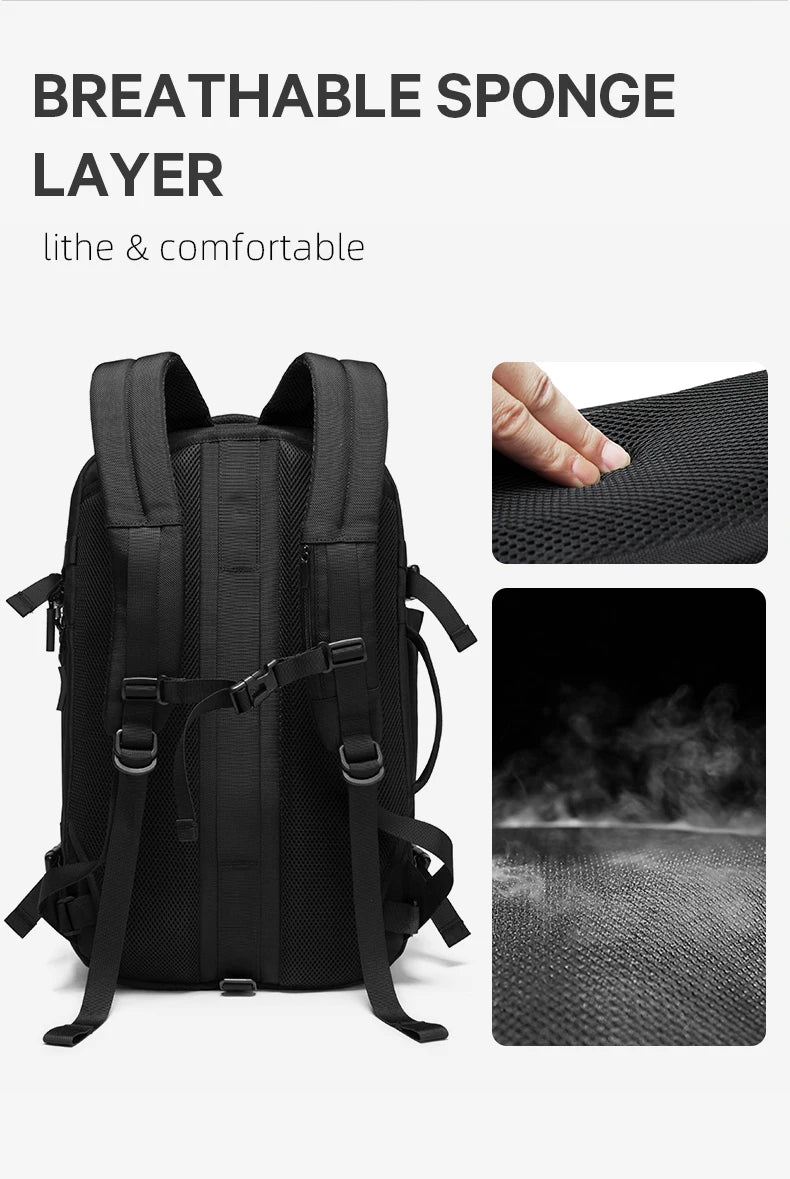 0014 BANGE Expandable Travel Backpack – Waterproof 15.6 Inch Laptop Bag, FAA Approved