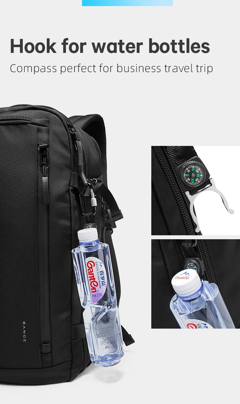 0014 BANGE Expandable Travel Backpack – Waterproof 15.6 Inch Laptop Bag, FAA Approved
