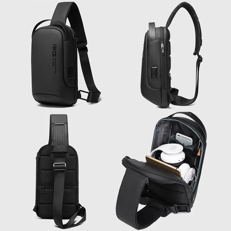 0034 - BANGE Waterproof Crossbody Bag – Multifunction Shoulder & Chest Pack for Men