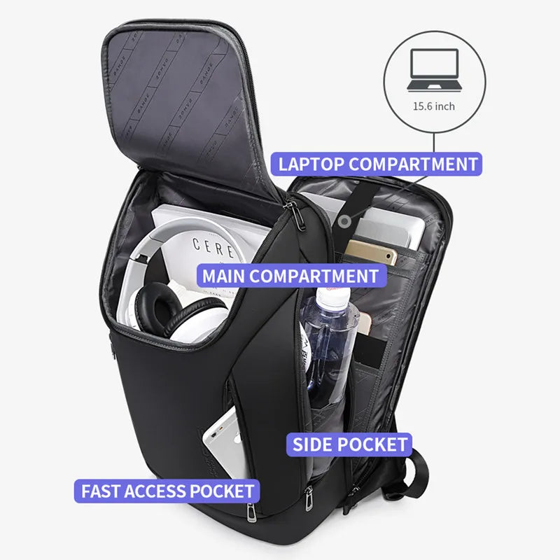 0019 BANGE Laptop Backpack – Waterproof 17 Inch Bag with USB Charging, Business & Travel