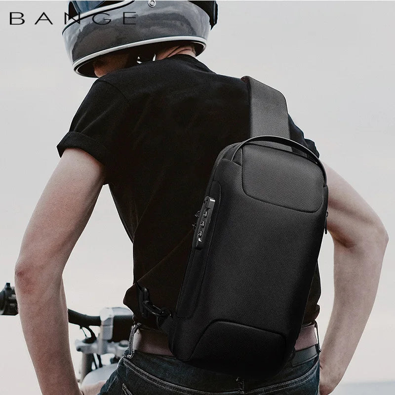 0052 BANGE Chest Bag – Waterproof Anti-Theft Crossbody Sling & Messenger Pack with USB Charging for Men