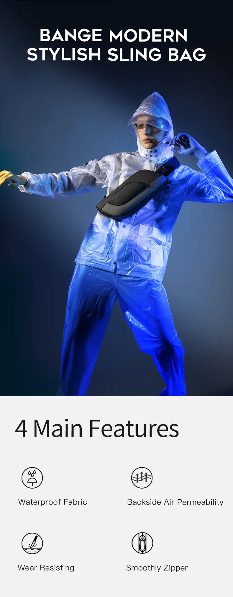 Big Big Bag #0031 - BANGE Waterproof Chest Bag – Korean Style Sling Pack for Men, Anti-Stain & Multifunction