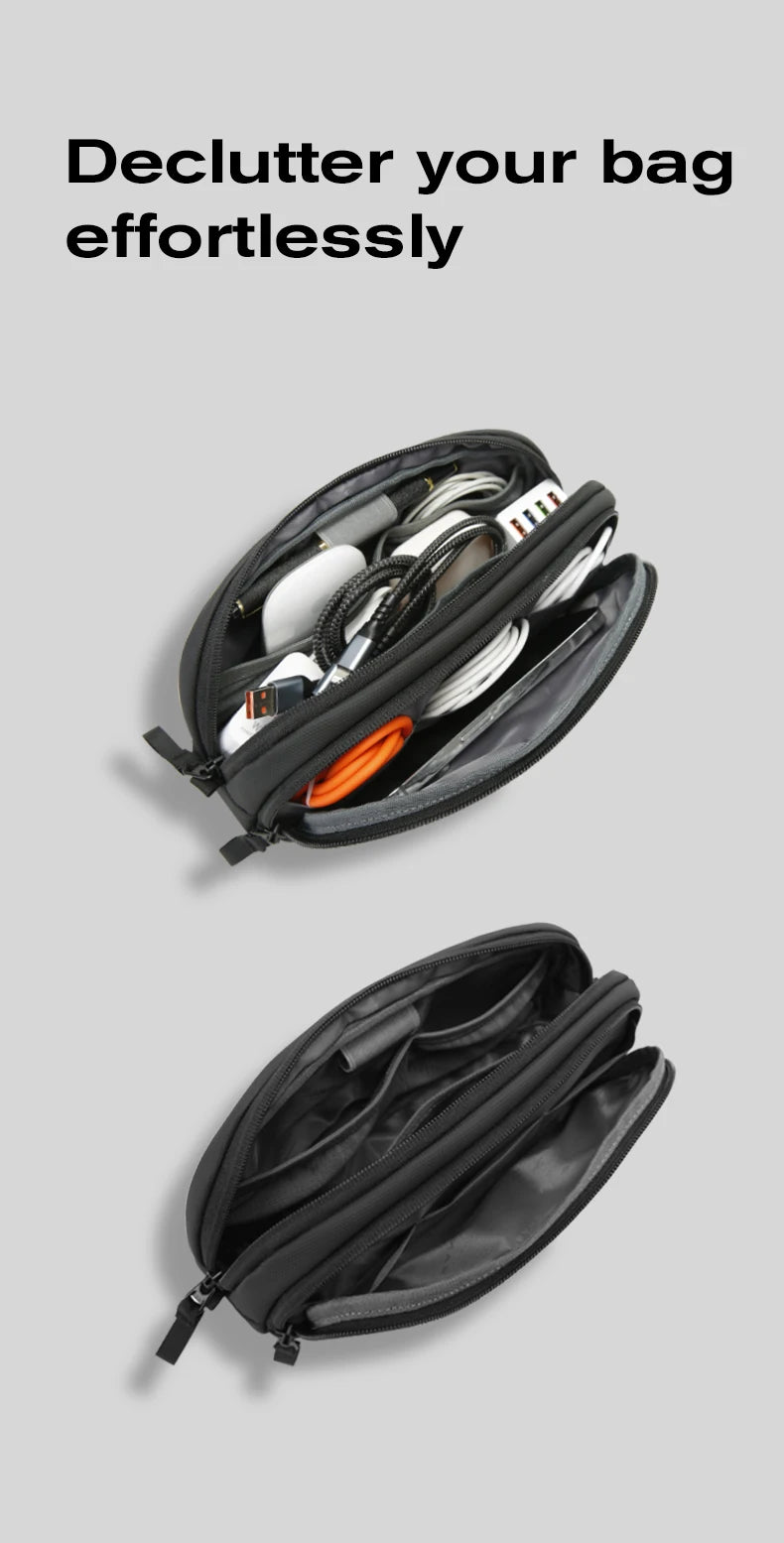 0058 BANGE Electronics Organizer – Waterproof Polyester USB Cable Storage Handbag, Travel Tech Case for Men & Women