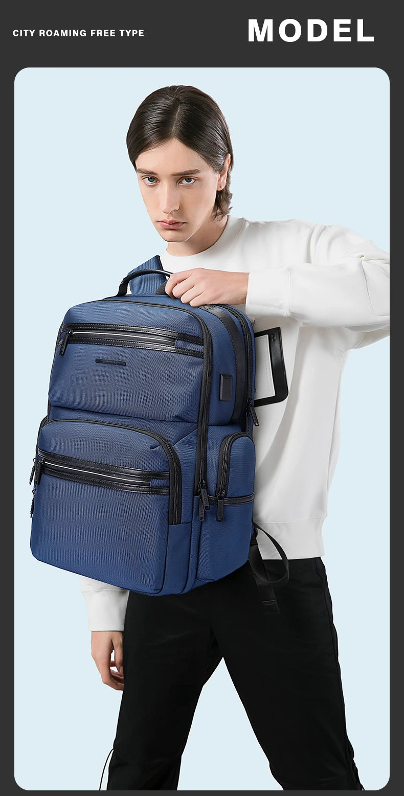 0057 BANGE Anti-Theft Laptop Backpack – Waterproof 15.6 Inch Oxford Bag with USB Charging for Men