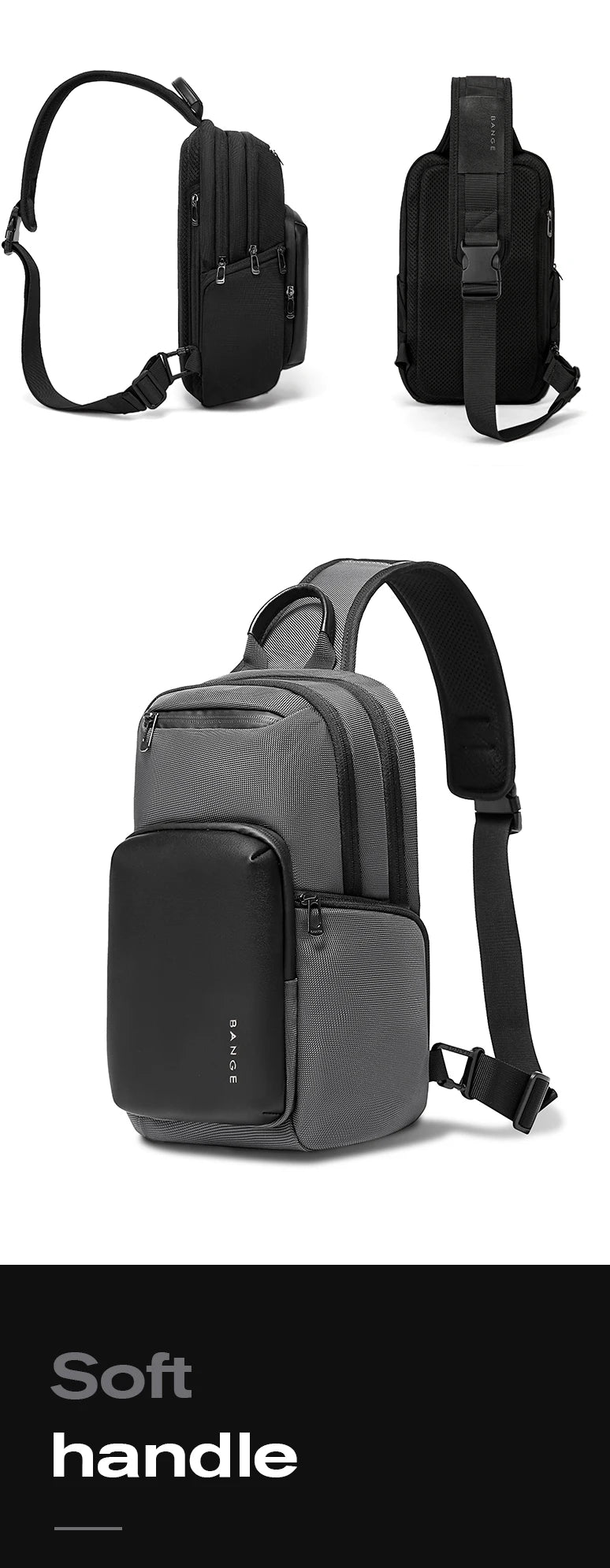 0051 BANGE Crossbody Bag – Waterproof Multifunction Sling Pack with Large Capacity