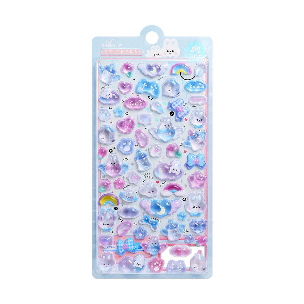 0117 Mini Japanese Style 3D Drop Relief Stickers – Cute Cartoon DIY Scrapbooking, Journaling, Stationery, Diary & School Decoration