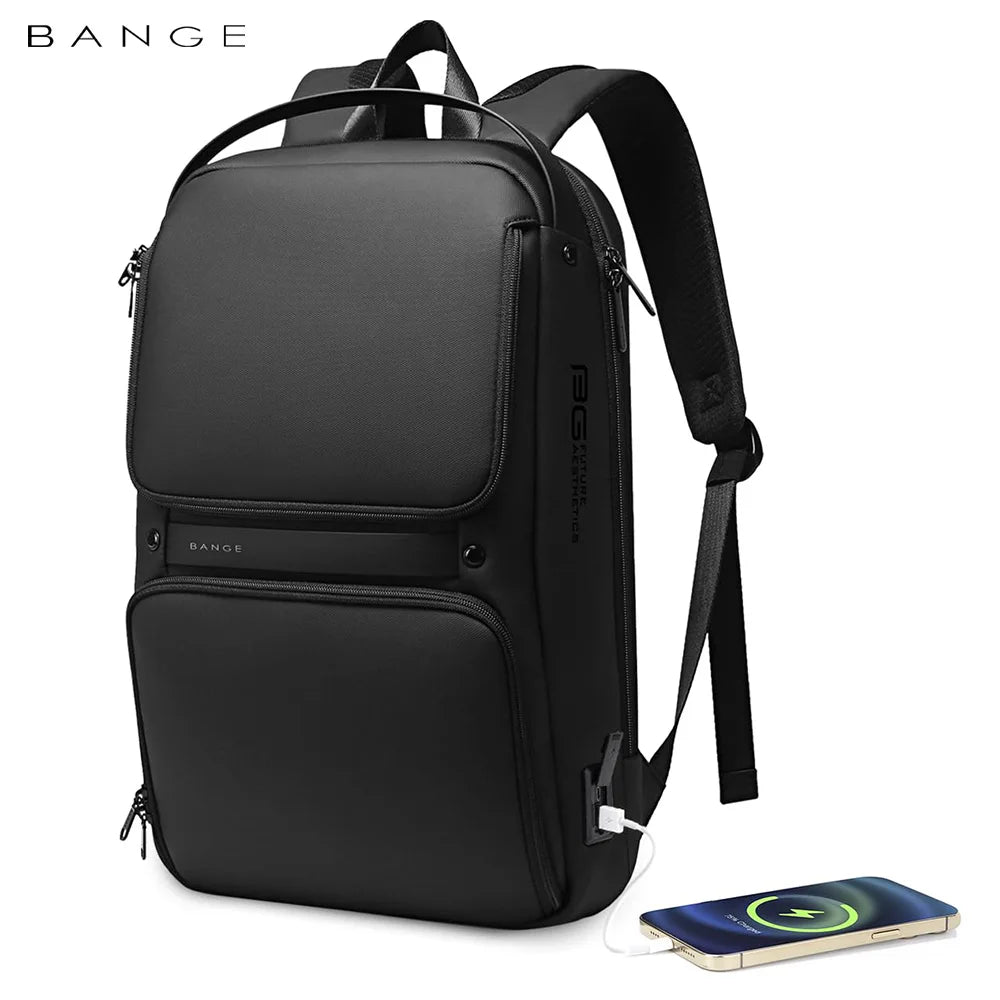 BANGE Men Anti Theft Waterproof Laptop Backpack 15.6 Inch Daily Work Business Backpacks Thin School Back Pack Mochila