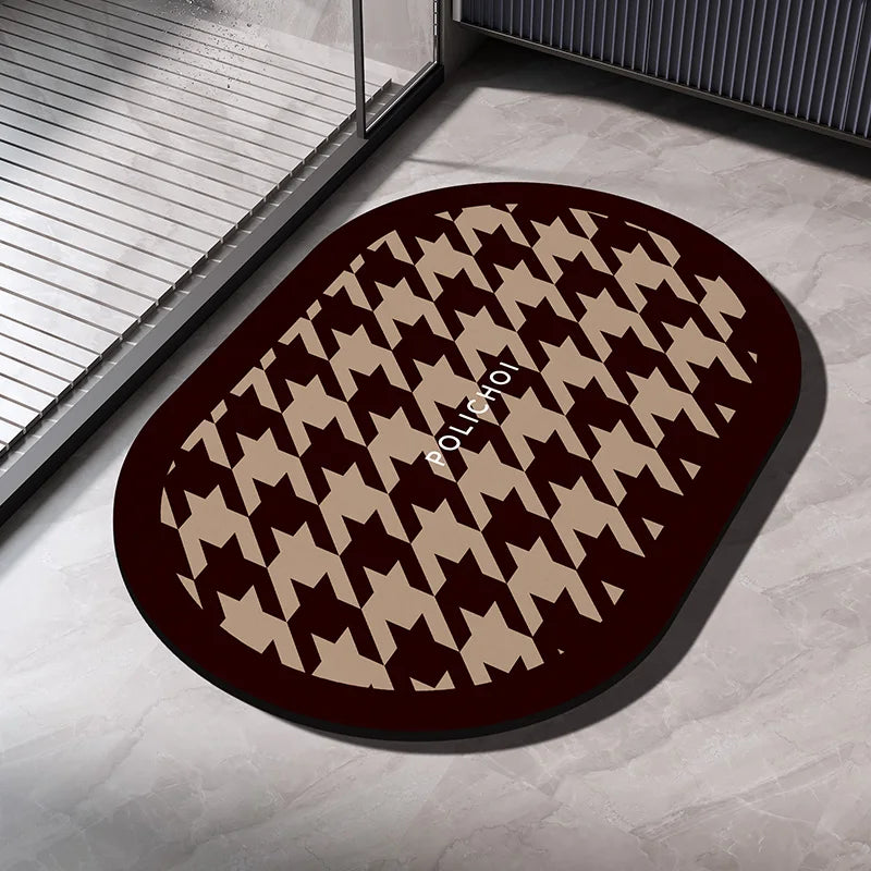 0093 Diatomaceous Earth Bath Mat – Absorbent Non‑Slip Quick Dry Bathroom Rug, Washable Toilet Pad