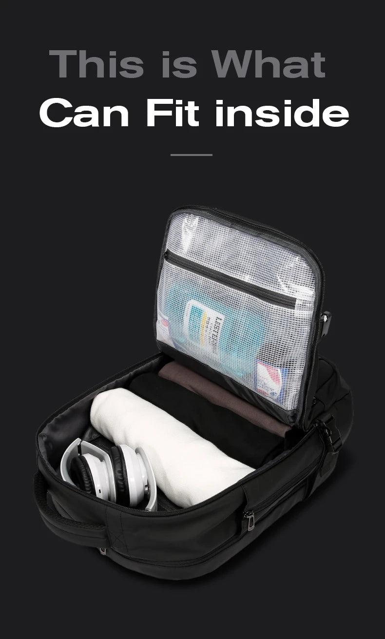 0010 BANGE Travel Backpack – Waterproof 15.6 Inch Laptop Bag with USB Charging, Large Capacity for Men