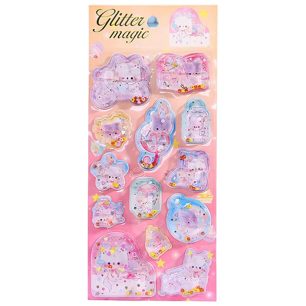 0118 Dynamic Cartoon 3D Shake Water Stickers – Cute DIY Decoration for School Stationery, Phone Case, Scrapbook & Student Supplies