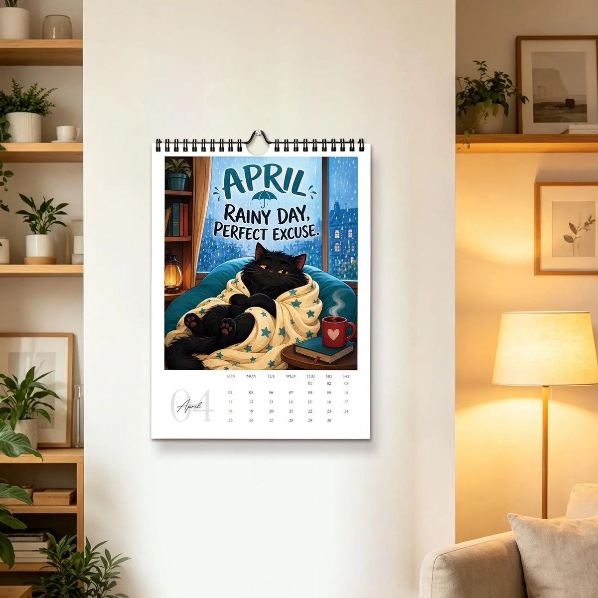0147 2027 Calendar - Social Battery: Calendar Mode - Funny Black Cat Coffee Wall Calendar A4 210x290mm