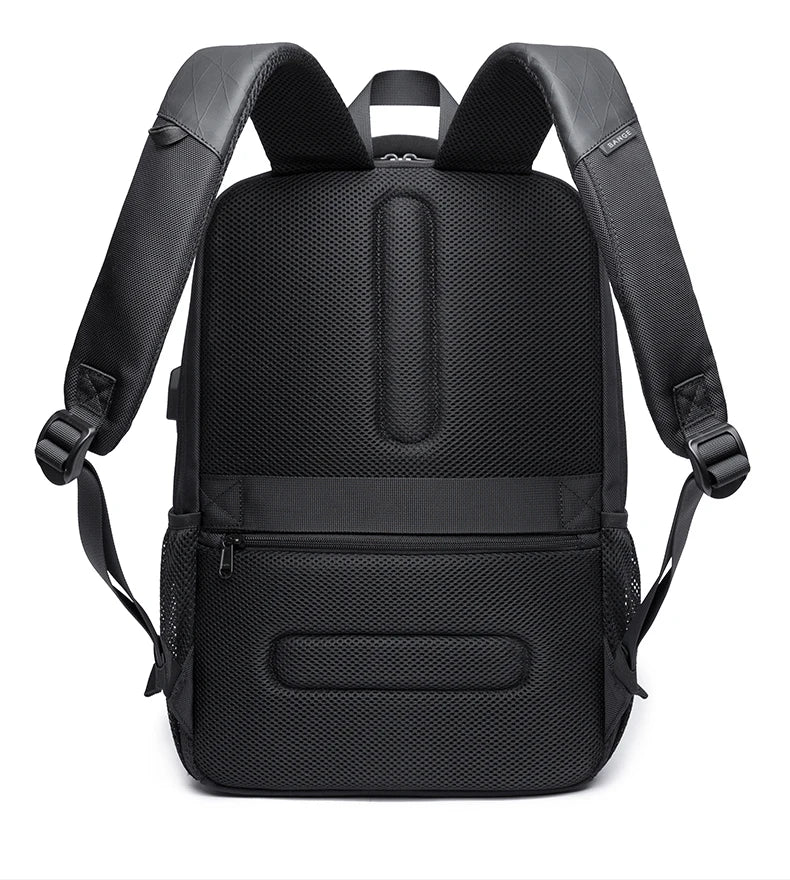 0055 BANGE Waterproof Backpack – 15.6 Inch Laptop Bag with USB Charging, Travel & School Rucksack for Men & Women
