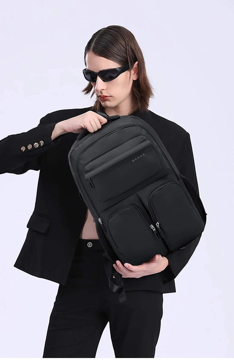 0032 BANGE Laptop Backpack – Waterproof 15.6 Inch Large Capacity Business & Travel Bag for Men & Women