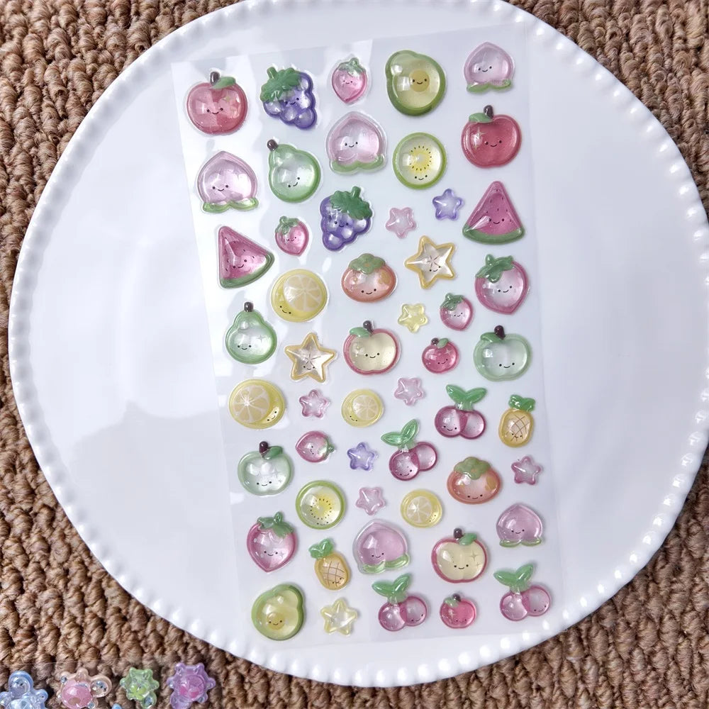 0122 Kawaii 3D Cartoon Relief Stickers – Cute Small Creative Elements for DIY Diary, Scrapbook & Handmade Decoration