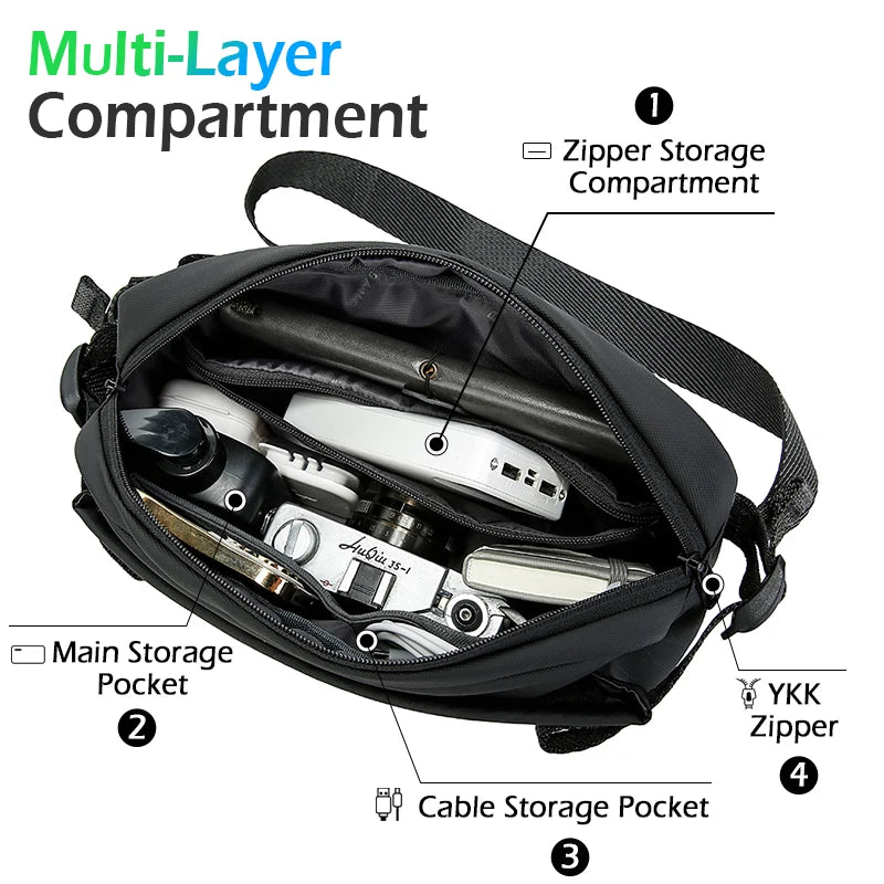 BANGE Daily Use Crossbody Bag Minimalist Chest Shoulder Pack for Men and Women Sling Bag Waterproof Lightweight Pack For Travel