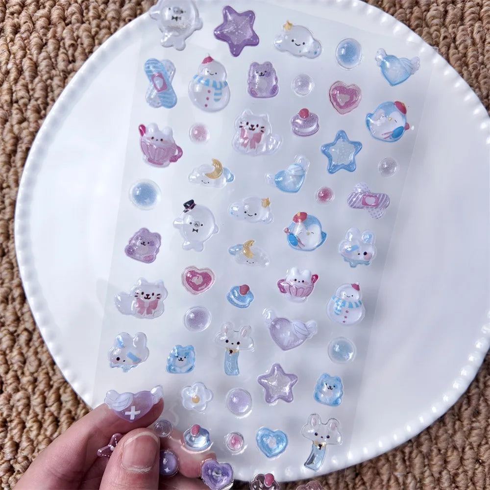 0122 Kawaii 3D Cartoon Relief Stickers – Cute Small Creative Elements for DIY Diary, Scrapbook & Handmade Decoration