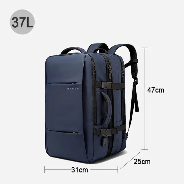 0015 BANGE Expandable Backpack – Waterproof 17 Inch Laptop Bag for Men, Travel & Work