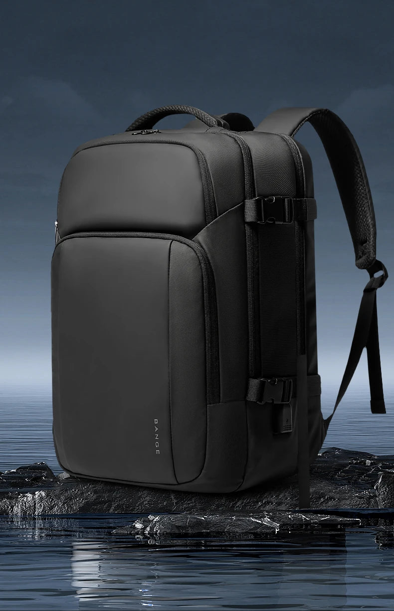 0010 BANGE Travel Backpack – Waterproof 15.6 Inch Laptop Bag with USB Charging, Large Capacity for Men