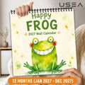 0156 Happy Frog 2027 Wall Calendar - Funny Frog Wall Calendar 21x21cm | 12 Months 12 Unique Designs Premium Matte Paper