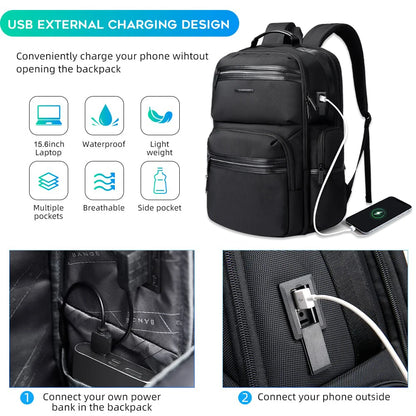 Big Big Bag #0030 - BANGE Anti-Theft Laptop Backpack – 15.6" Waterproof Travel & Business Bag with USB Charging Port
