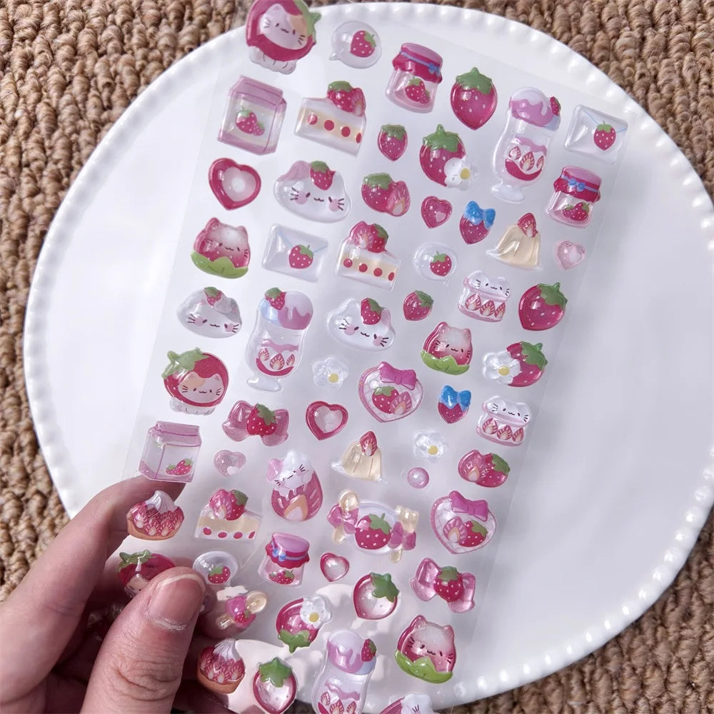 0122 Kawaii 3D Cartoon Relief Stickers – Cute Small Creative Elements for DIY Diary, Scrapbook & Handmade Decoration
