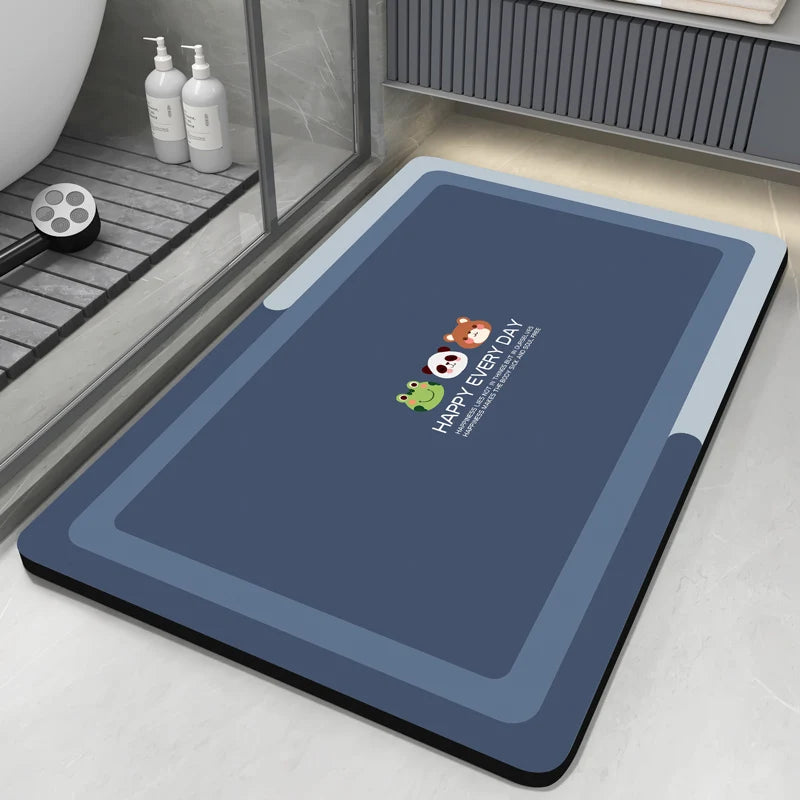 0093 Diatomaceous Earth Bath Mat – Absorbent Non‑Slip Quick Dry Bathroom Rug, Washable Toilet Pad