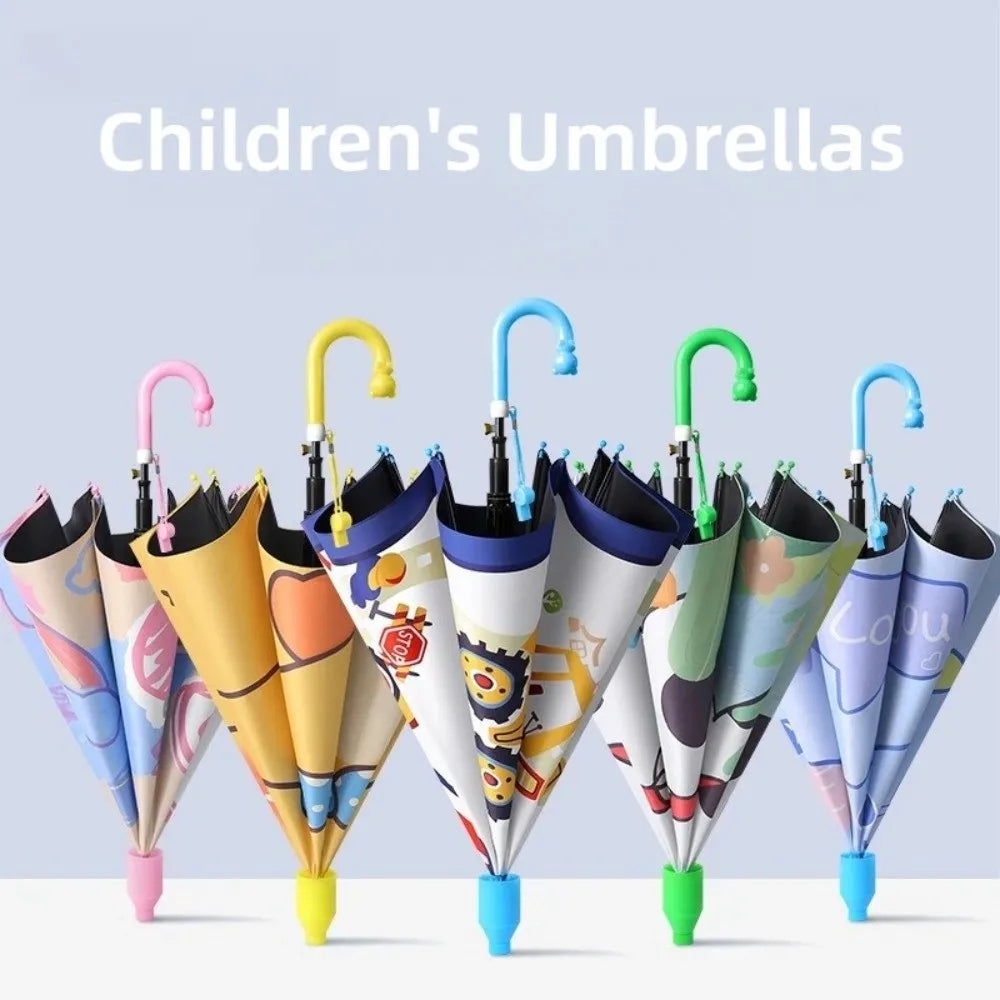 0142 Children’s Cartoon Umbrella – Lightweight, Safe & Colorful Kids Rain Gear with Animal Handle & Waterproof Cover