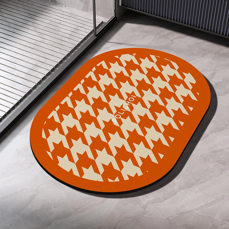 0093 Diatomaceous Earth Bath Mat – Absorbent Non‑Slip Quick Dry Bathroom Rug, Washable Toilet Pad