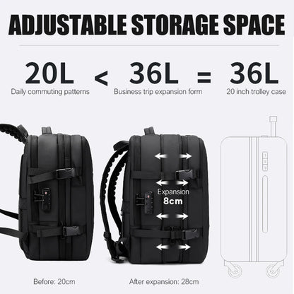 Big Big Bag #0036 - BANGE Expandable Travel Backpack – 17" Laptop, Vacuum Compression, Waterproof