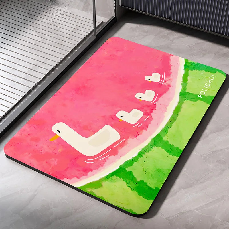 0093 Diatomaceous Earth Bath Mat – Absorbent Non‑Slip Quick Dry Bathroom Rug, Washable Toilet Pad