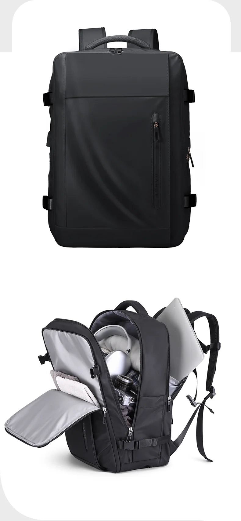 0018 BANGE Laptop Backpack – Waterproof 15.6 Inch Bag with USB Charging, Business & Travel