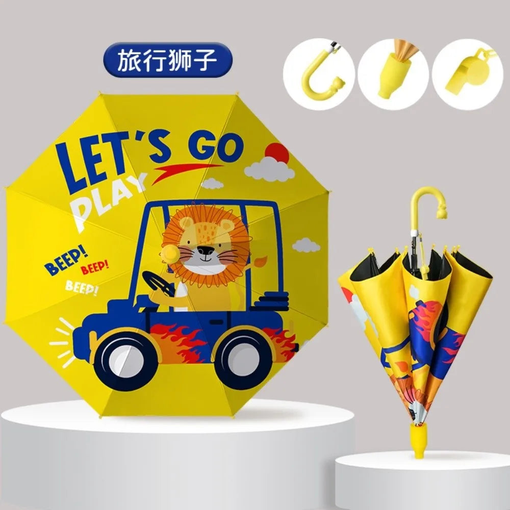 0142 Children’s Cartoon Umbrella – Lightweight, Safe & Colorful Kids Rain Gear with Animal Handle & Waterproof Cover