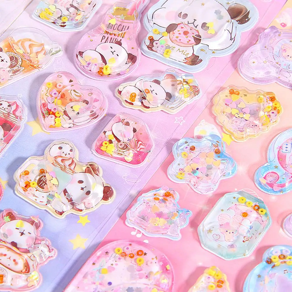 0118 Dynamic Cartoon 3D Shake Water Stickers – Cute DIY Decoration for School Stationery, Phone Case, Scrapbook & Student Supplies