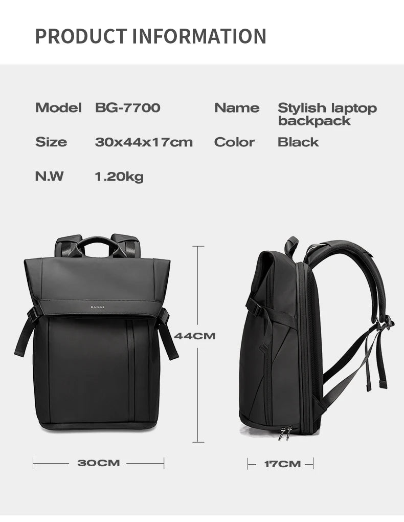 0043 BANGE Fashion Backpack – Waterproof 15.6 Inch Laptop Bag, Multifunctional Travel & School Rucksack