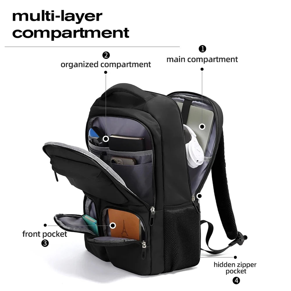 0032 BANGE Laptop Backpack – Waterproof 15.6 Inch Large Capacity Business & Travel Bag for Men & Women