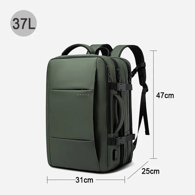 0015 BANGE Expandable Backpack – Waterproof 17 Inch Laptop Bag for Men, Travel & Work