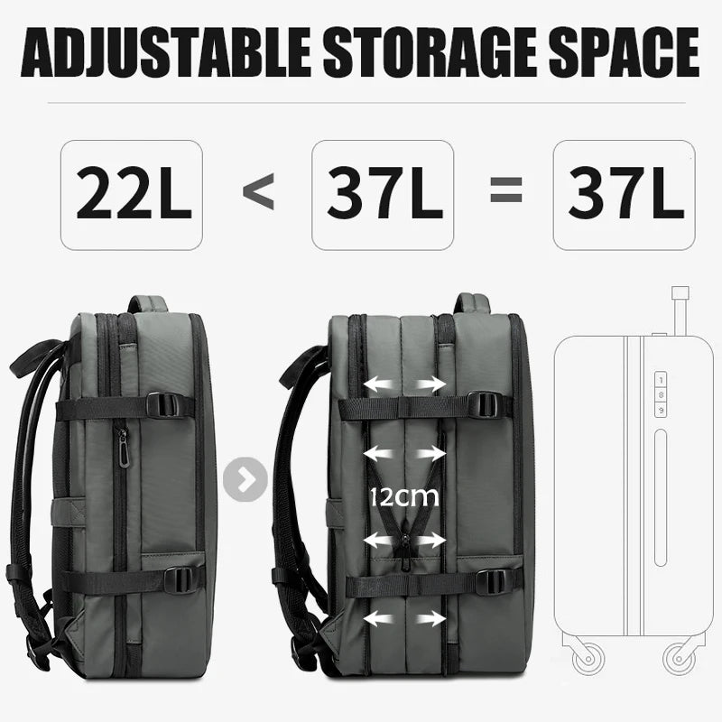 0041 BANGE Business Backpack – Waterproof Expandable 17.3 Inch Laptop Bag with USB Charging, Fashion Travel