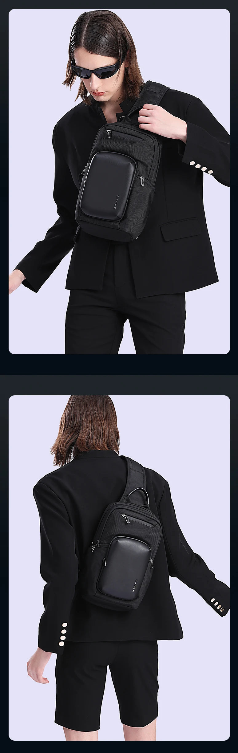 0051 BANGE Crossbody Bag – Waterproof Multifunction Sling Pack with Large Capacity
