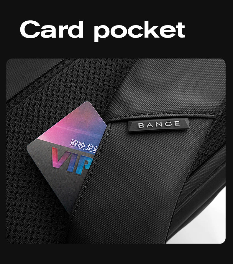 0043 BANGE Fashion Backpack – Waterproof 15.6 Inch Laptop Bag, Multifunctional Travel & School Rucksack