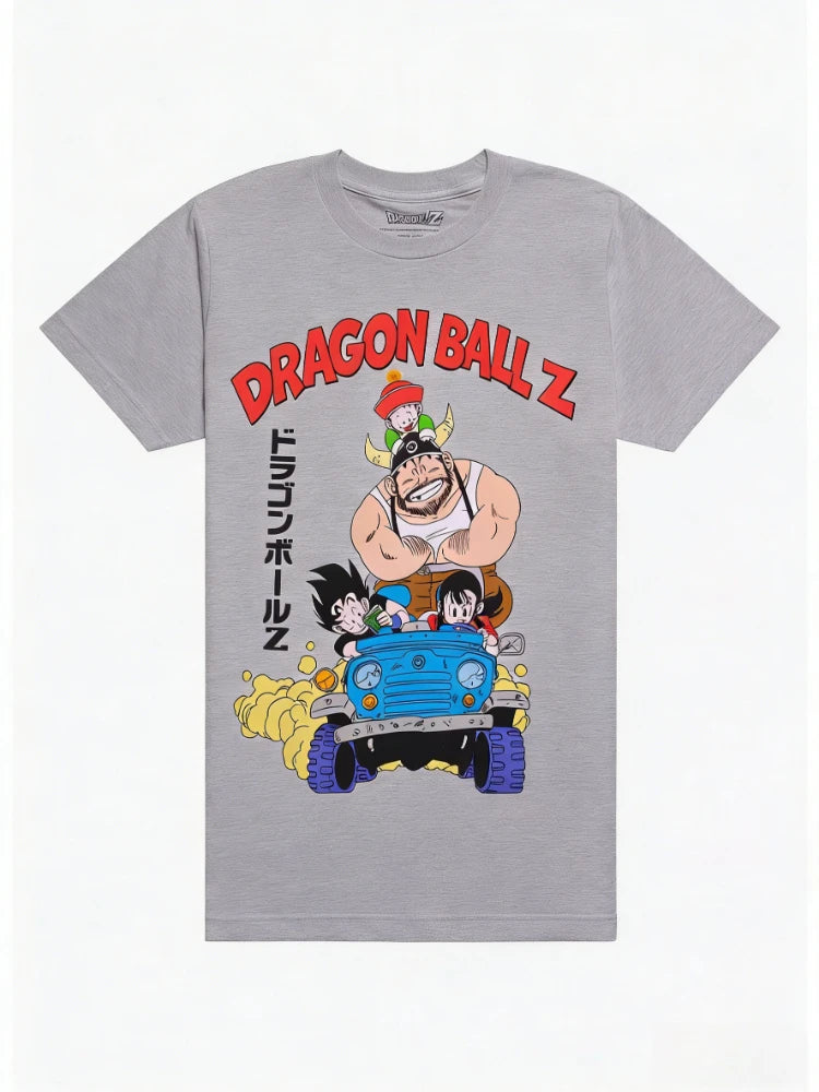 0090 Bandai Dragon Ball Z T‑Shirt – 2026 Group Drive Car Print, Men’s Short Sleeve, Parent‑Child & Plus Size
