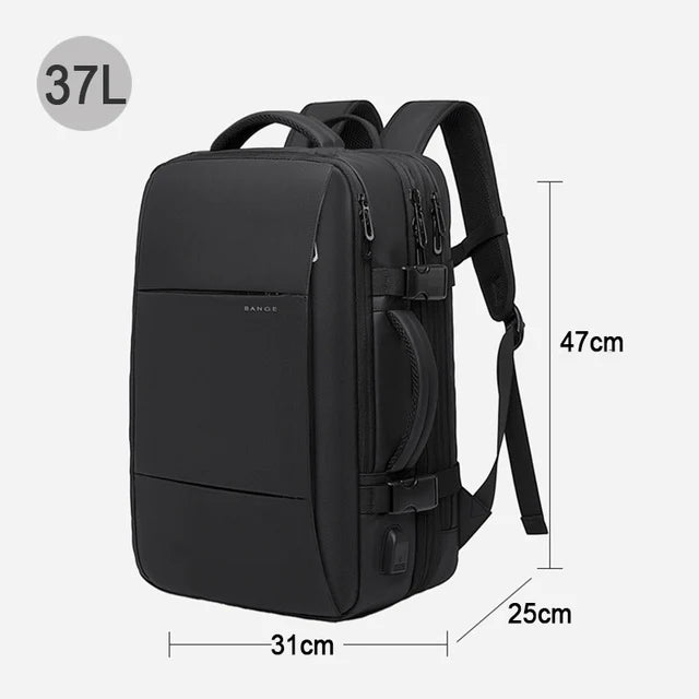 0015 BANGE Expandable Backpack – Waterproof 17 Inch Laptop Bag for Men, Travel & Work