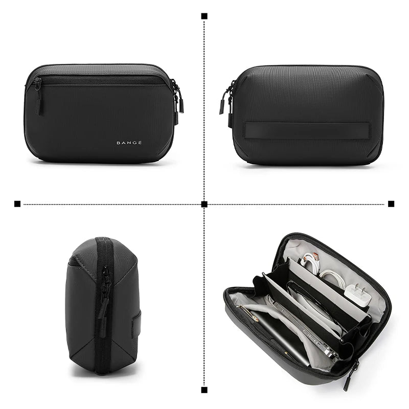 0059 BANGE Tech Pouch – Waterproof Oxford Multi-Layer Electronics Organizer Case, Portable Cable & Gadget Bag for Travel
