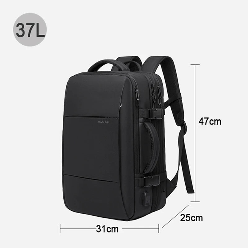 0041 BANGE Business Backpack – Waterproof Expandable 17.3 Inch Laptop Bag with USB Charging, Fashion Travel