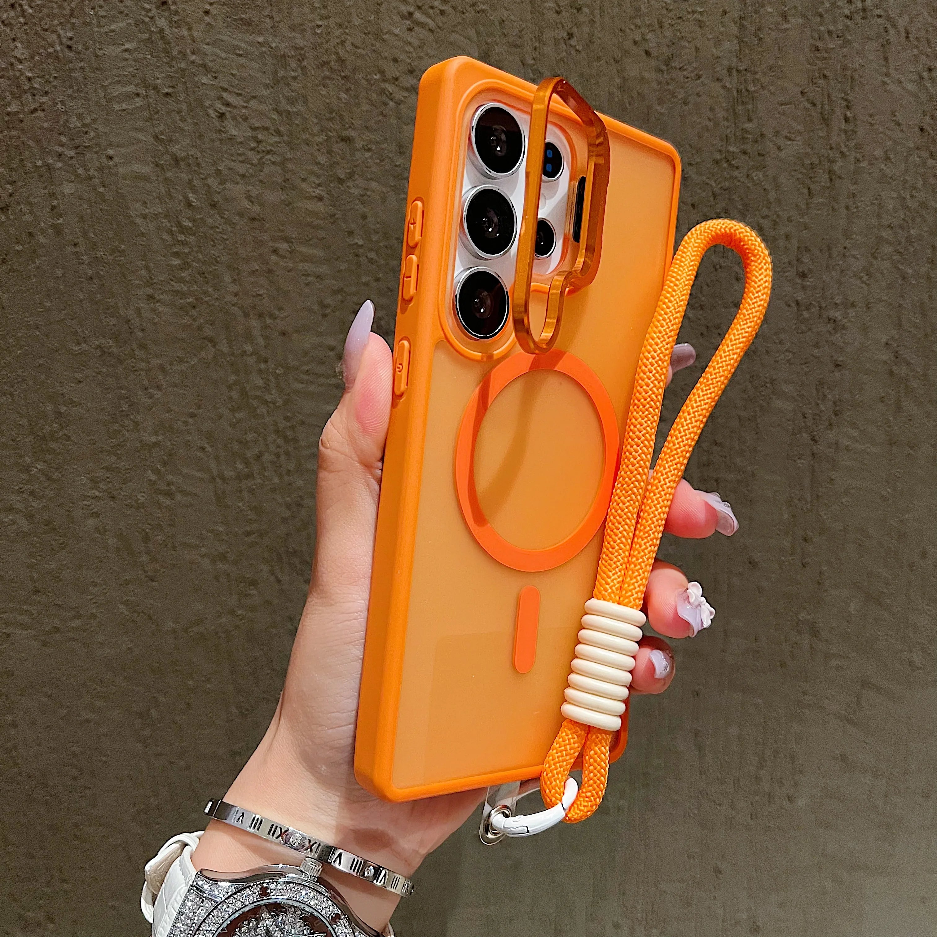 0070 Samsung Galaxy Magnetic Case – Translucent Shockproof Cover with Lanyard, Fits S26/S25/S24 Ultra, Plus, FE, A Series