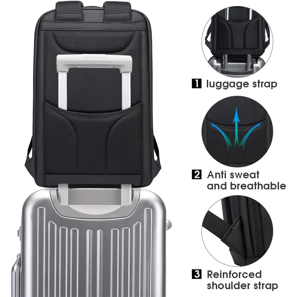 0037 BANGE Business Backpack – Waterproof 15.6 Inch Laptop Bag, Multifunctional Large Capacity Rucksack for Men