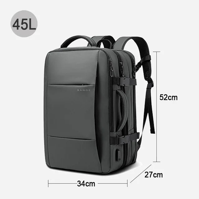 0015 BANGE Expandable Backpack – Waterproof 17 Inch Laptop Bag for Men, Travel & Work